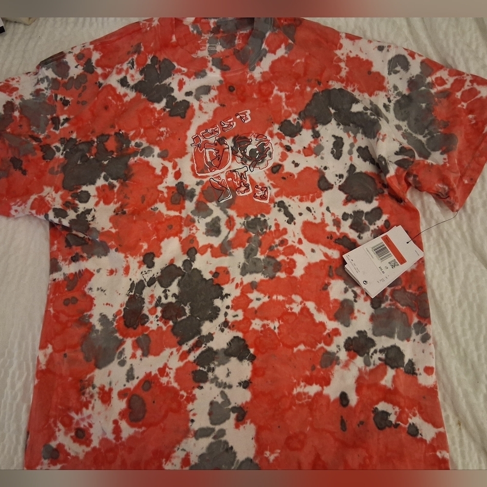 Nike Air Max90 Red And Grey Tie-Dye T-Shirt NWT Size Large FN1839-657